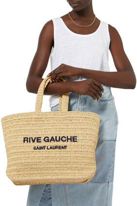 حقيبة يد خوص كروشيه بطبعة Rive Gauche